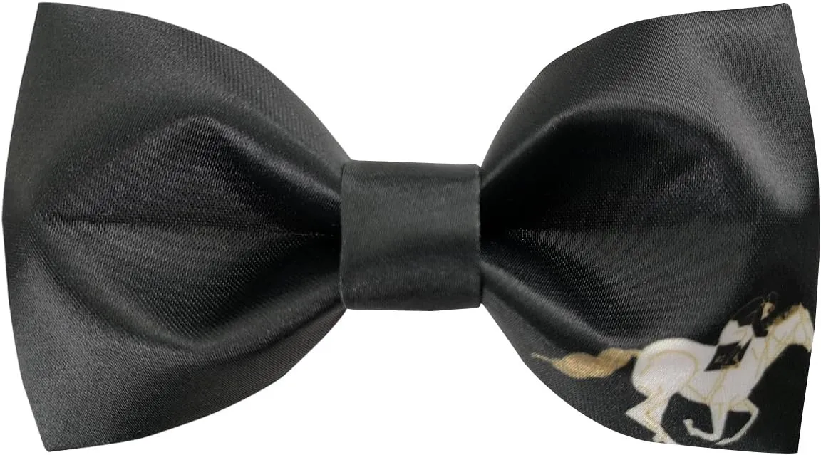 100% Satin Silk Mens Pre-tied Bowtie Horse Riding Solid Bow Ties