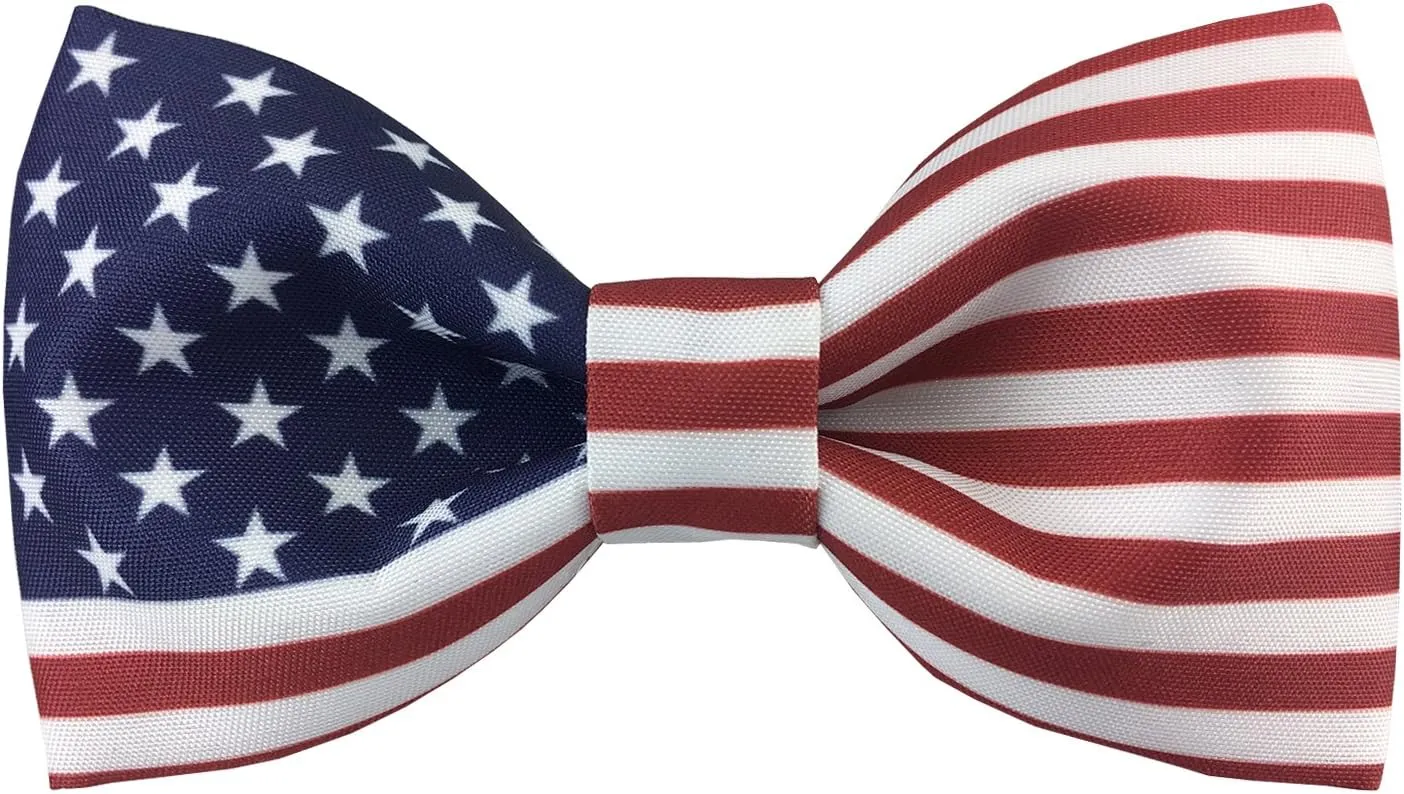 100% Satin Silk Mens Pre-tied Bowtie Stars Stripes American Flag Solid Bow Ties