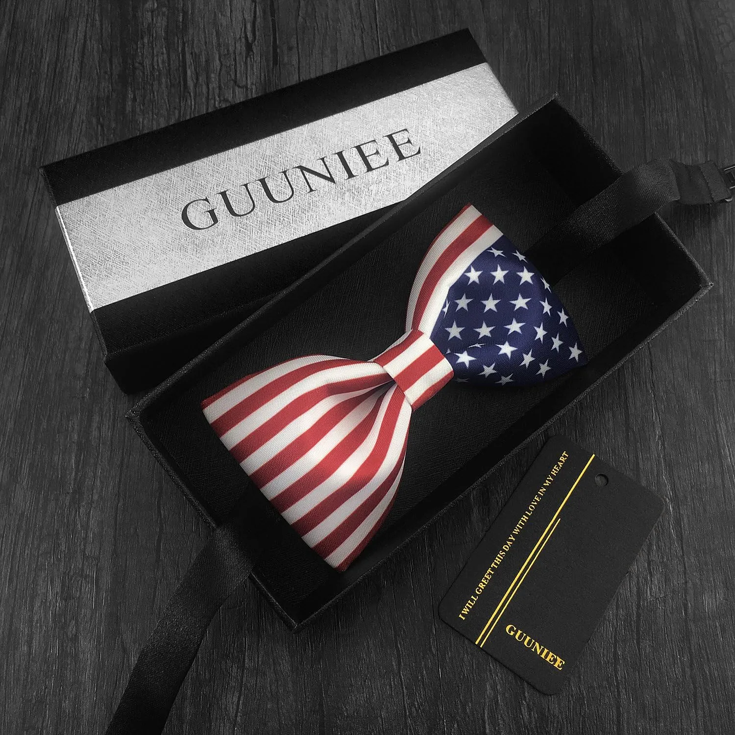 100% Satin Silk Mens Pre-tied Bowtie Stars Stripes American Flag Solid Bow Ties