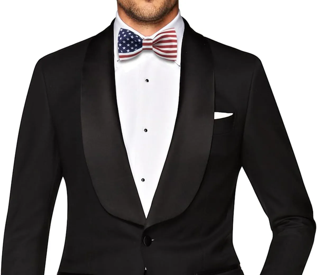 100% Satin Silk Mens Pre-tied Bowtie Stars Stripes American Flag Solid Bow Ties