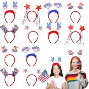 12PCS Patriotic Head Boppers Presidential Inauguration Day Headband 4th of July Accessories Flag Stars Hairbands Presidents Day Independence Day Party Favor Decorations