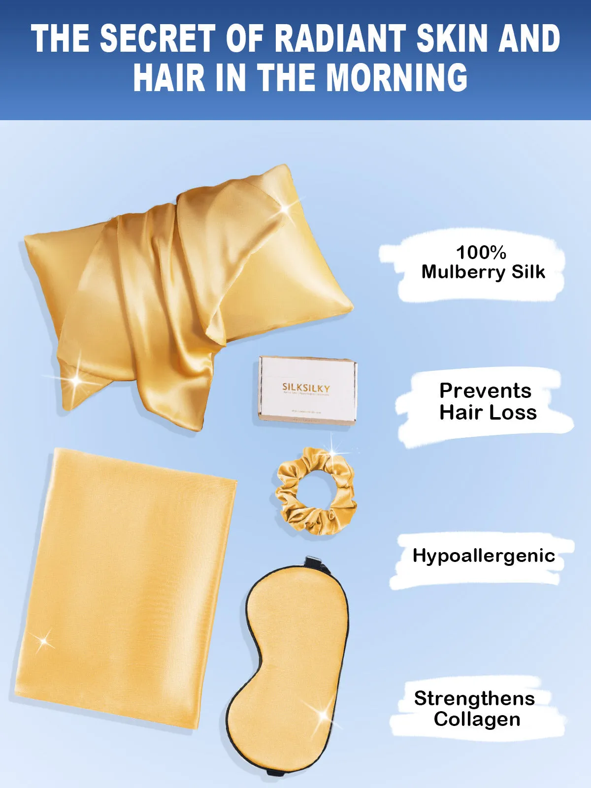 19Momme 3Pcs Set Silk Skin-Friendly Beauty Sleep Set (Envelope Pillowcase)