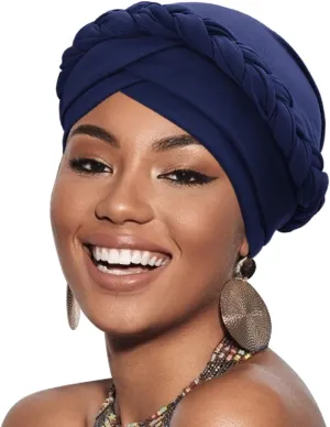 African Women Turban Caps Pre-Tied Twisted Turbans Head Scarf for Women Hair Wraps Cover Beanie Cancer Chemo Headwear