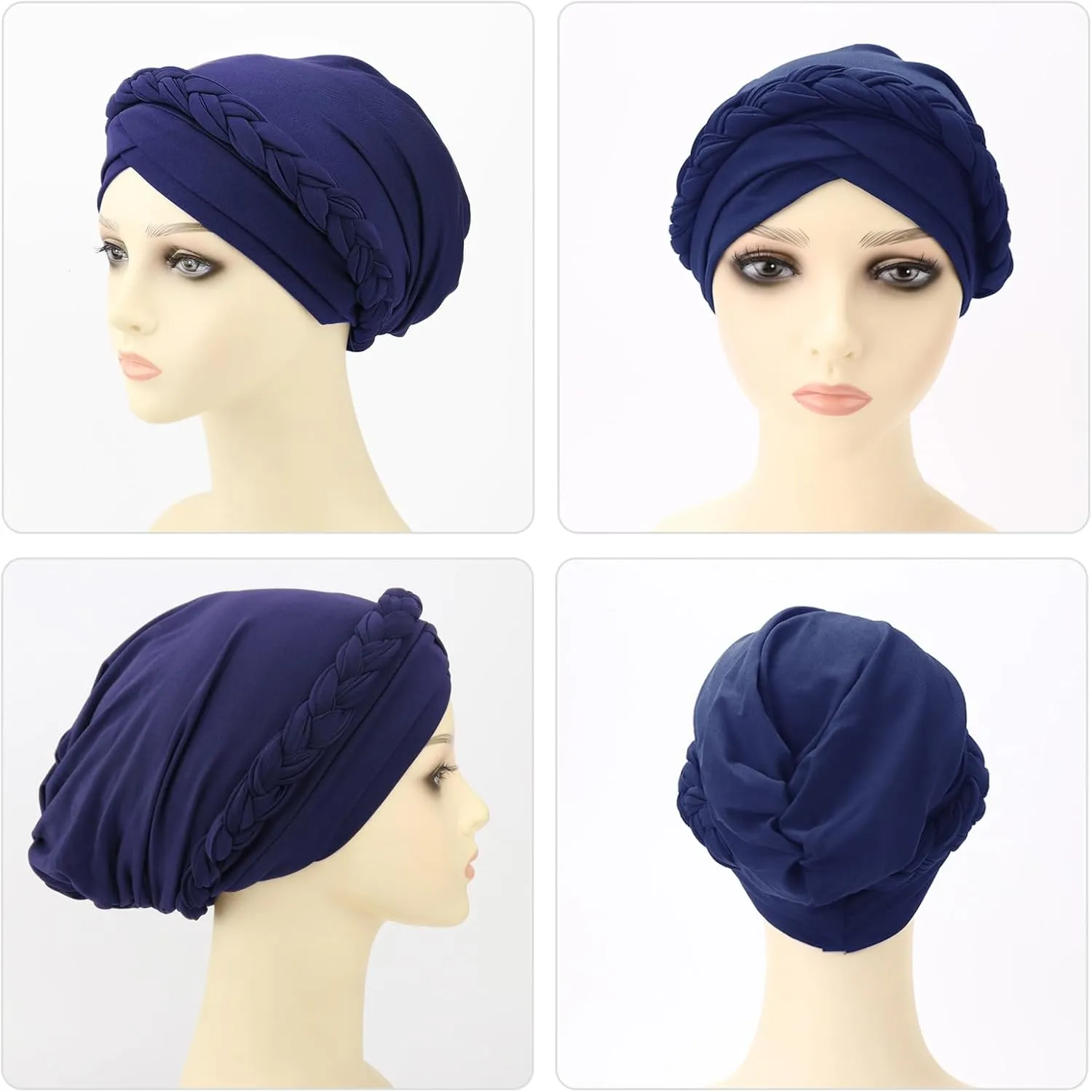 African Women Turban Caps Pre-Tied Twisted Turbans Head Scarf for Women Hair Wraps Cover Beanie Cancer Chemo Headwear