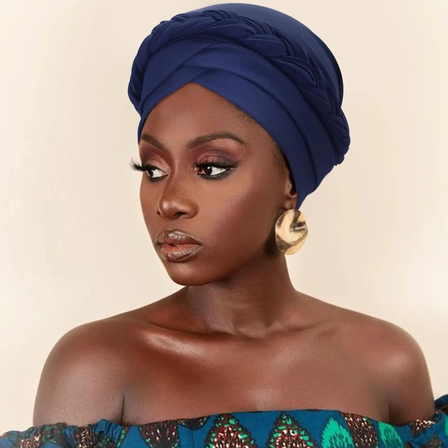 African Women Turban Caps Pre-Tied Twisted Turbans Head Scarf for Women Hair Wraps Cover Beanie Cancer Chemo Headwear