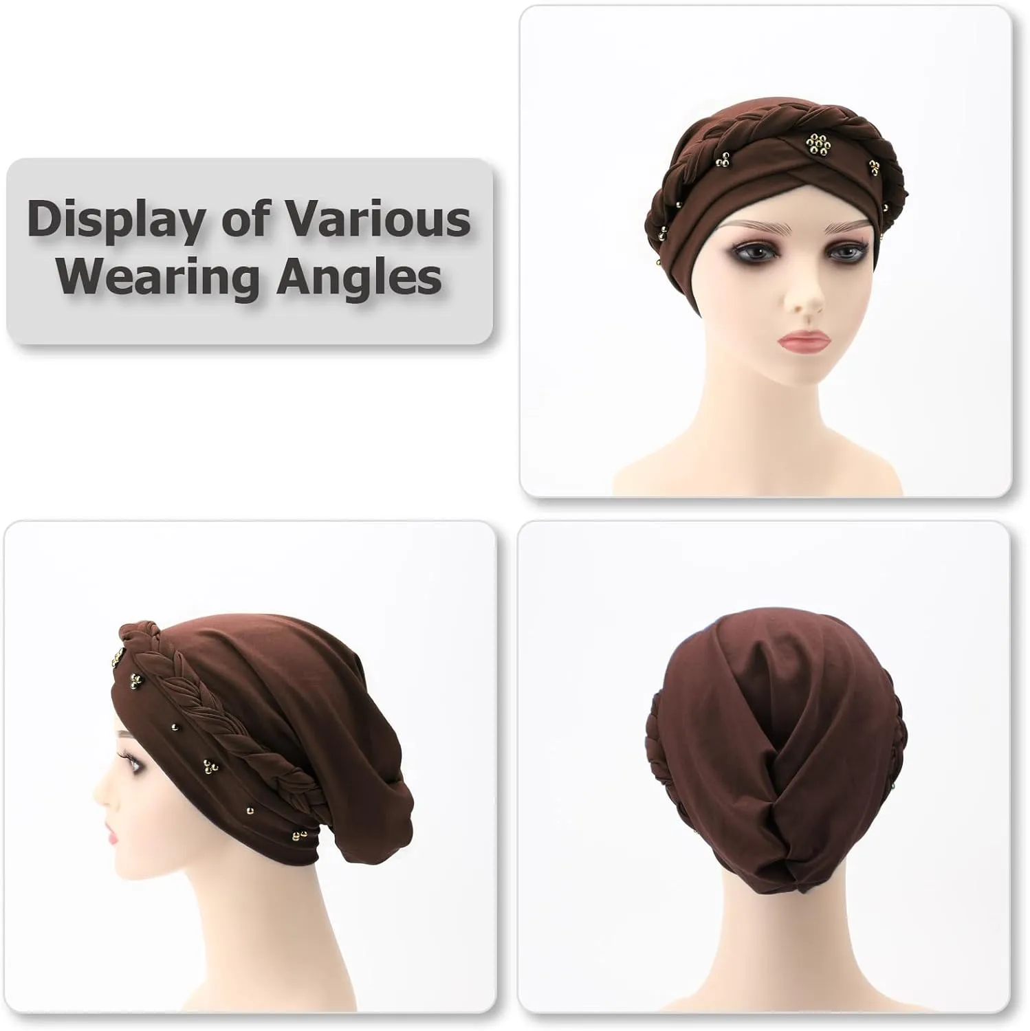 African Women Turban Caps Pre-Tied Twisted Turbans Head Scarf for Women Hair Wraps Cover Beanie Cancer Chemo Headwear
