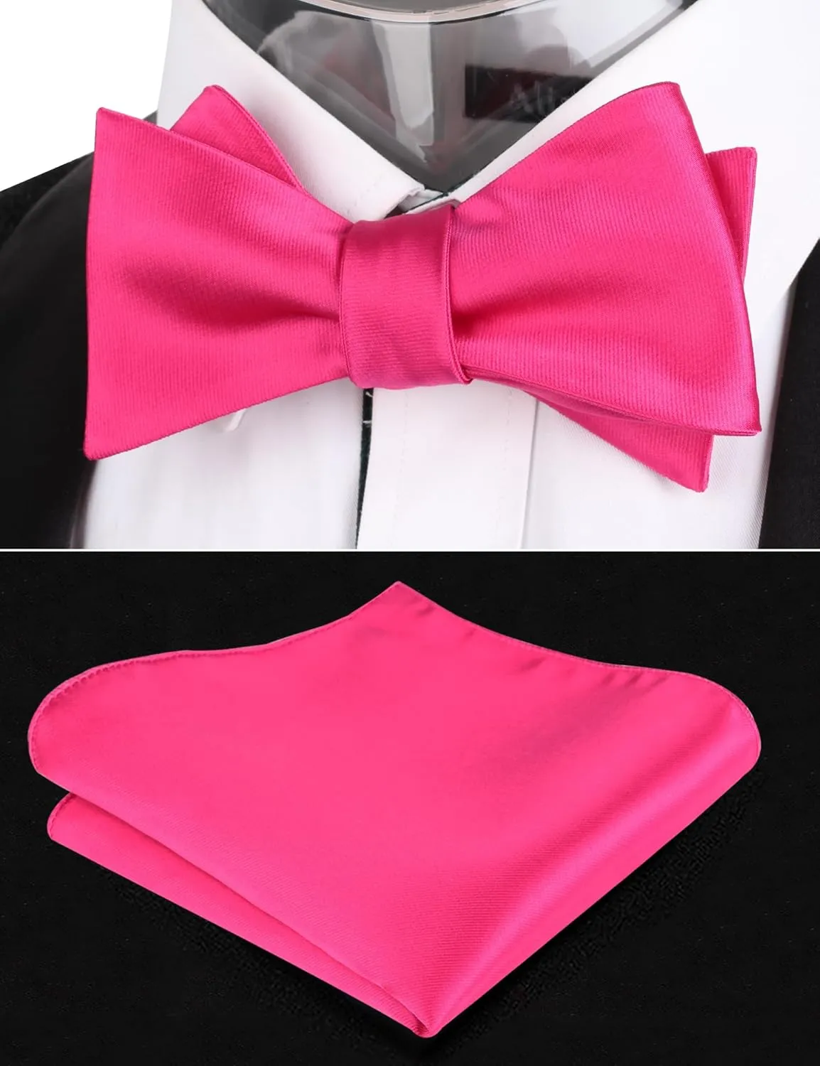 Alizeal Men's Self-tied Solid Color/Animal Pattern Bow Tie and Pocket Square Set