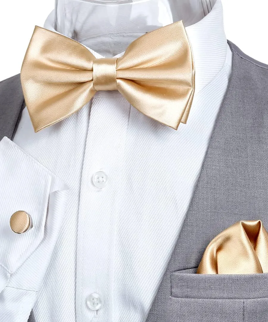 Alizeal Mens Tuxedo Bow Tie, Hanky and Cufflinks Set
