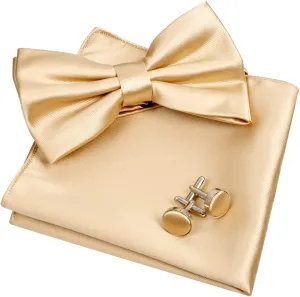 Alizeal Mens Tuxedo Bow Tie, Hanky and Cufflinks Set