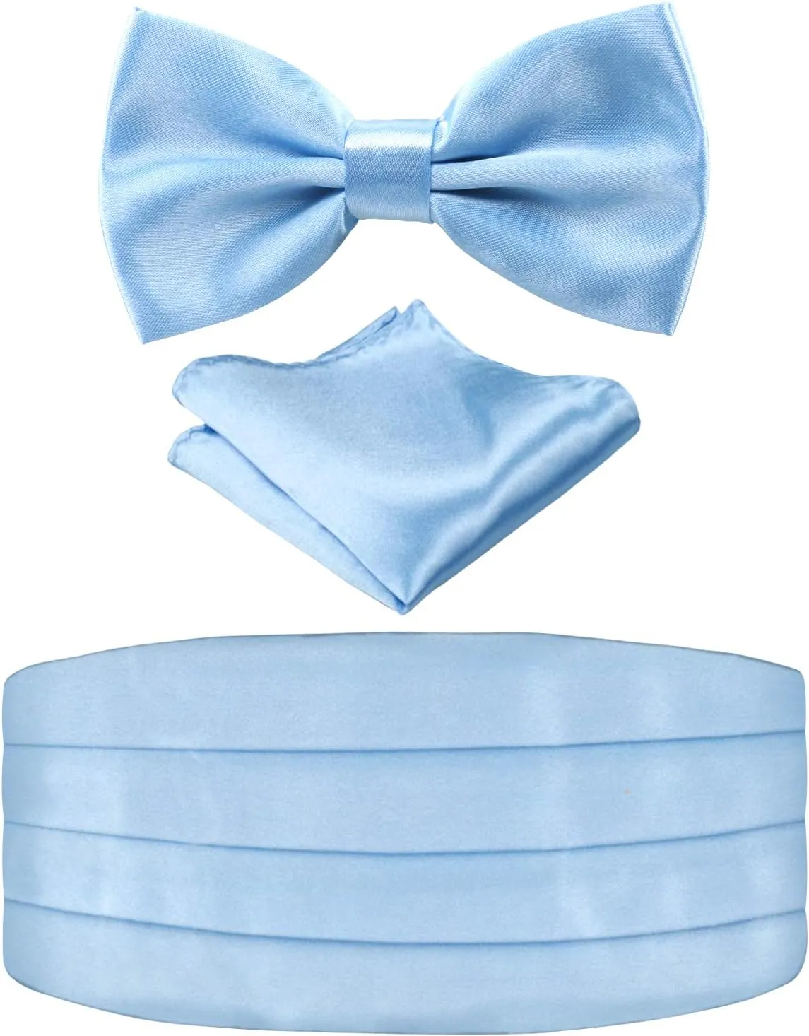 Alizeal Multicolored Silk Solid Cummerbund for Mens Gift Bow Tie Set