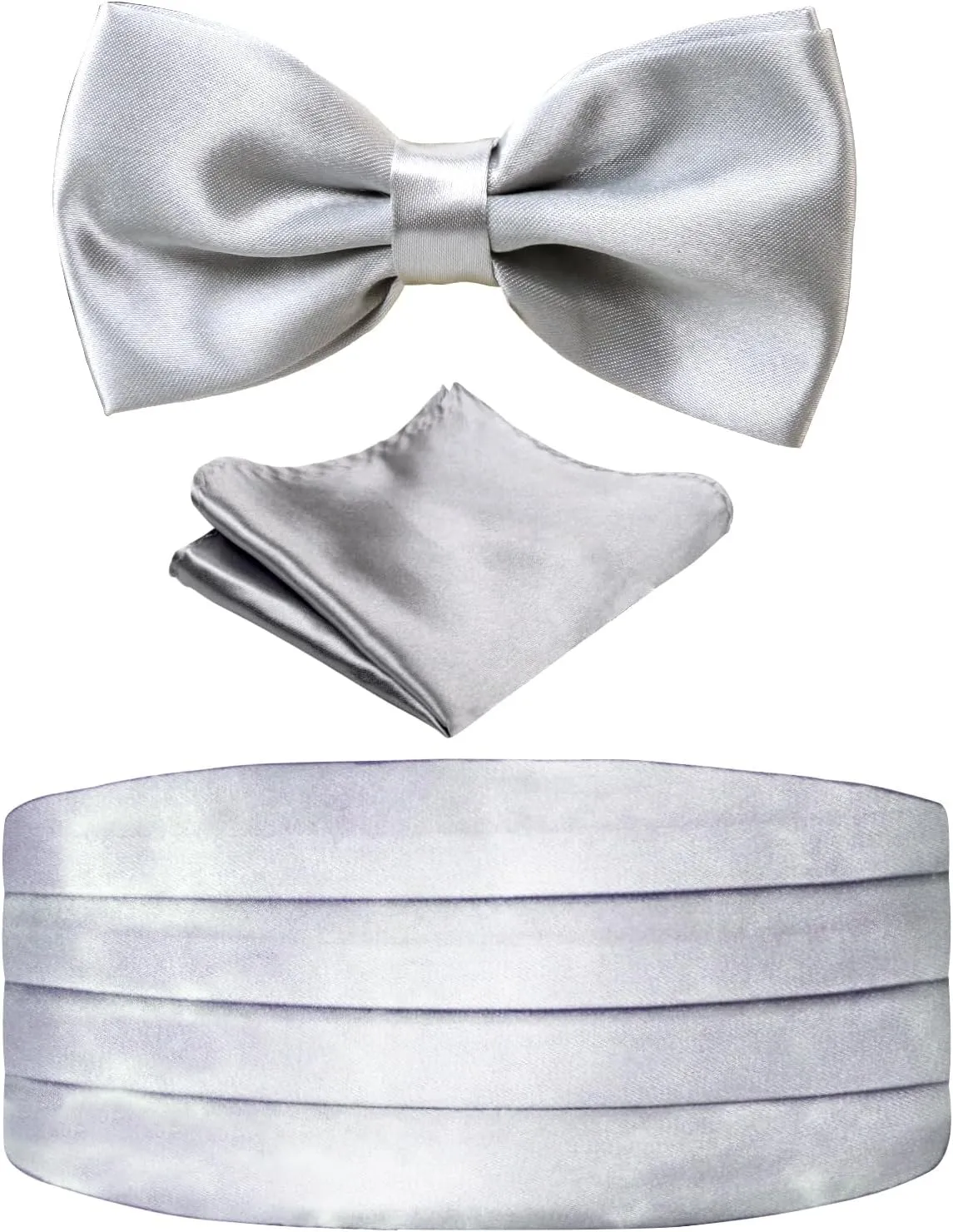 Alizeal Multicolored Silk Solid Cummerbund for Mens Gift Bow Tie Set