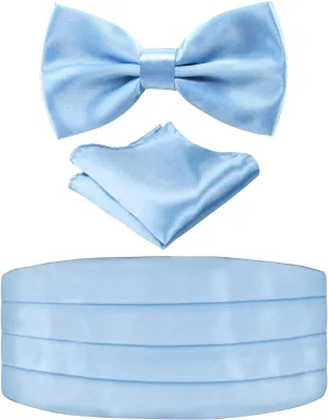 Alizeal Multicolored Silk Solid Cummerbund for Mens Gift Bow Tie Set