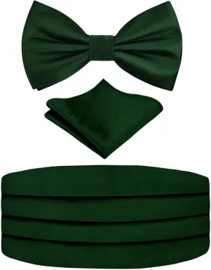 Alizeal Multicolored Silk Solid Cummerbund for Mens Gift Bow Tie Set