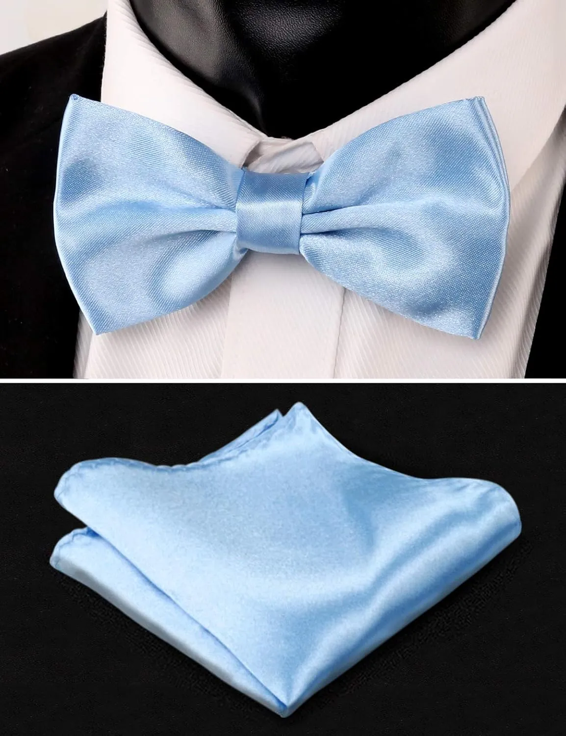 Alizeal Multicolored Silk Solid Cummerbund for Mens Gift Bow Tie Set