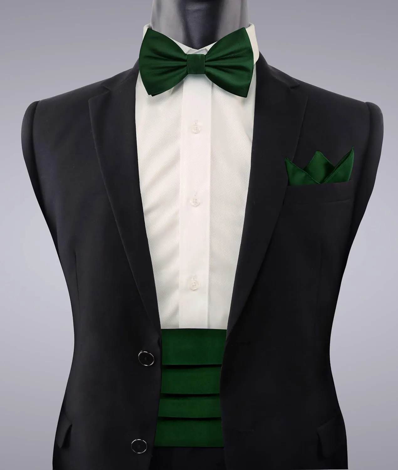 Alizeal Multicolored Silk Solid Cummerbund for Mens Gift Bow Tie Set