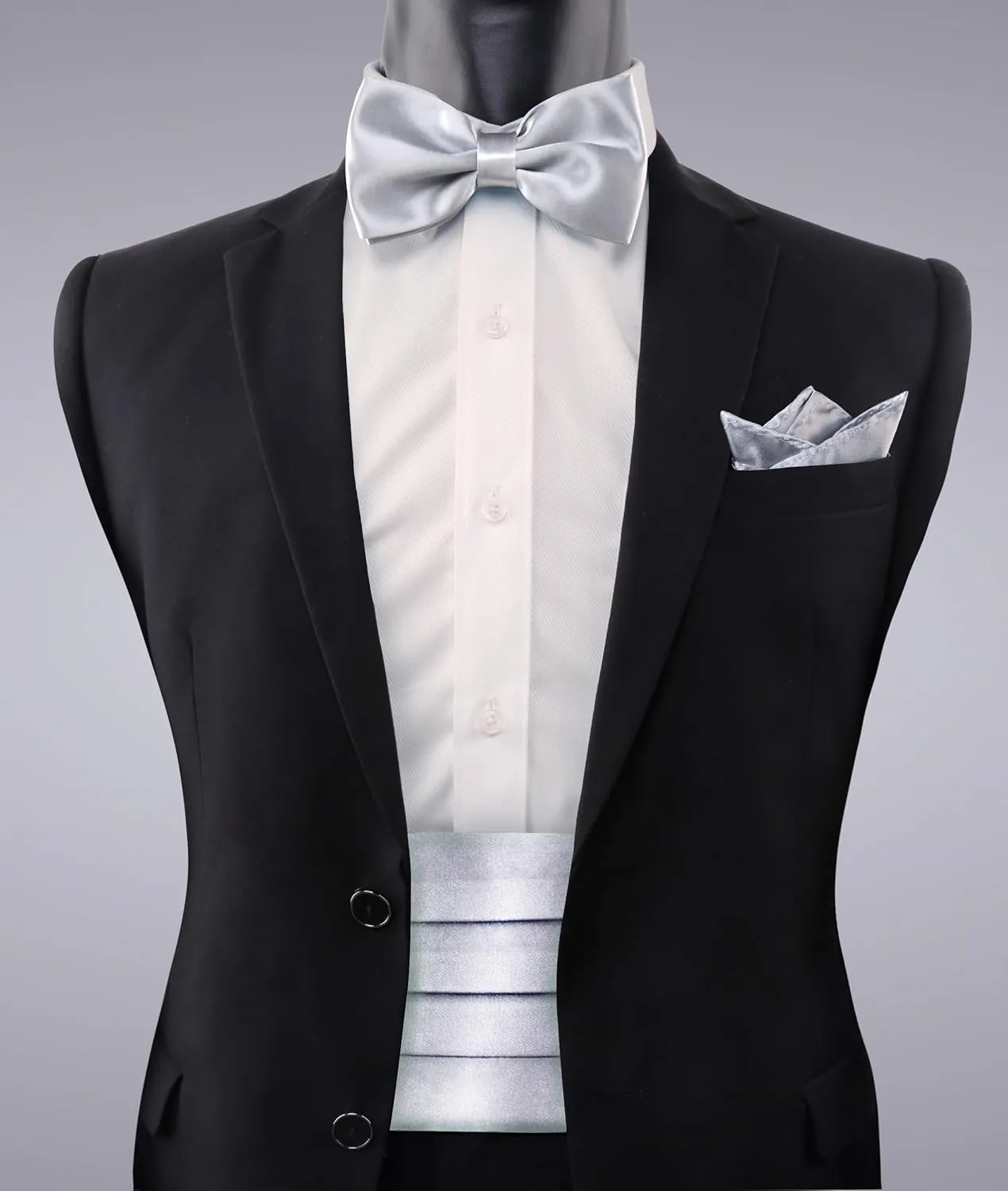 Alizeal Multicolored Silk Solid Cummerbund for Mens Gift Bow Tie Set