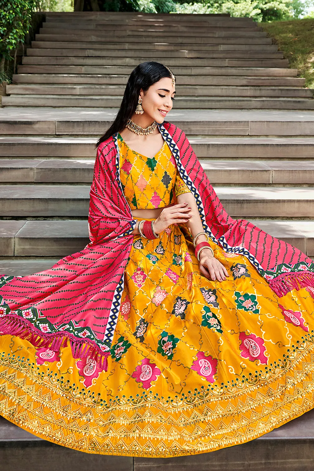 Amazing Yellow Sequins Embroidered Silk Lehenga Choli