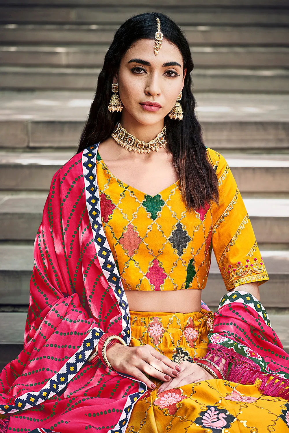 Amazing Yellow Sequins Embroidered Silk Lehenga Choli