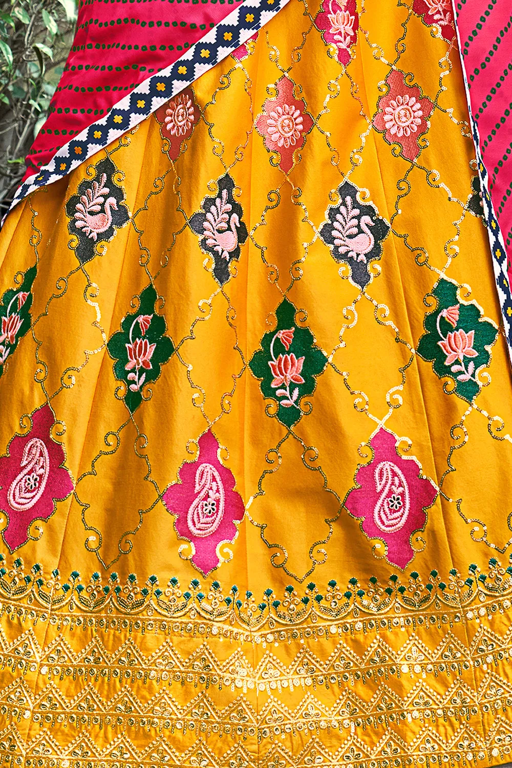 Amazing Yellow Sequins Embroidered Silk Lehenga Choli