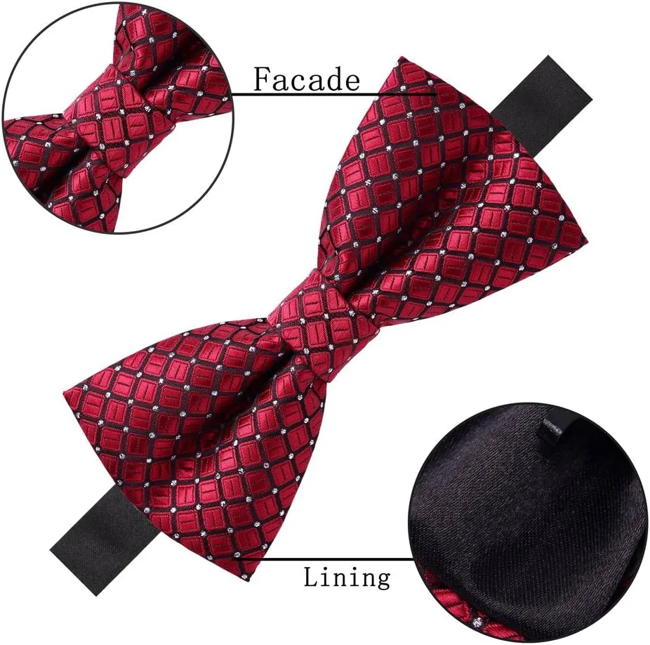 AUSKY 8 PACKS Elegant Adjustable Pre-tied Bow Ties for Men Boys (1&4&5&6&8 Pack for option)