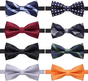 AUSKY 8 PACKS Elegant Adjustable Pre-tied Bow Ties for Men Boys (1&4&5&6&8 Pack for option)