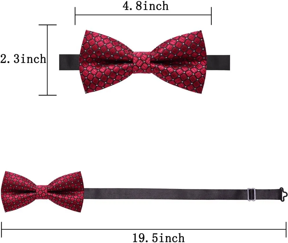 AUSKY 8 PACKS Elegant Adjustable Pre-tied Bow Ties for Men Boys (1&4&5&6&8 Pack for option)