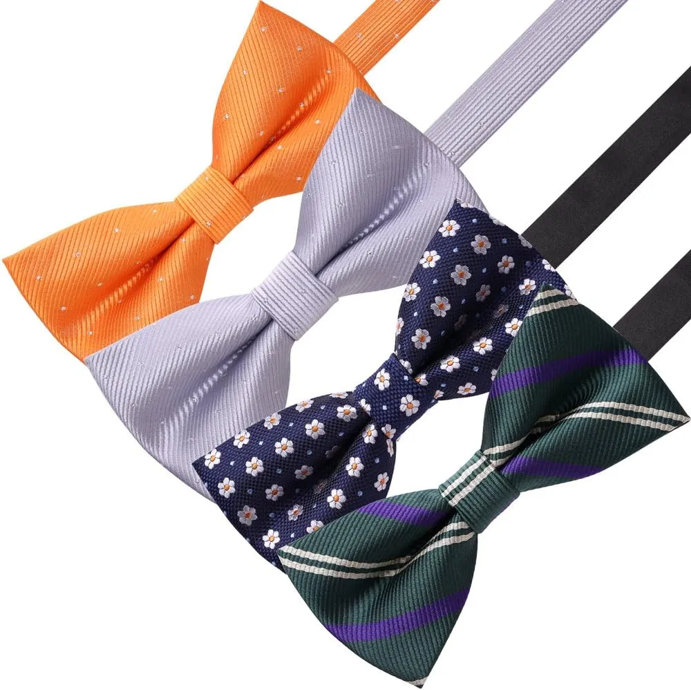 AUSKY 8 PACKS Elegant Adjustable Pre-tied Bow Ties for Men Boys (1&4&5&6&8 Pack for option)