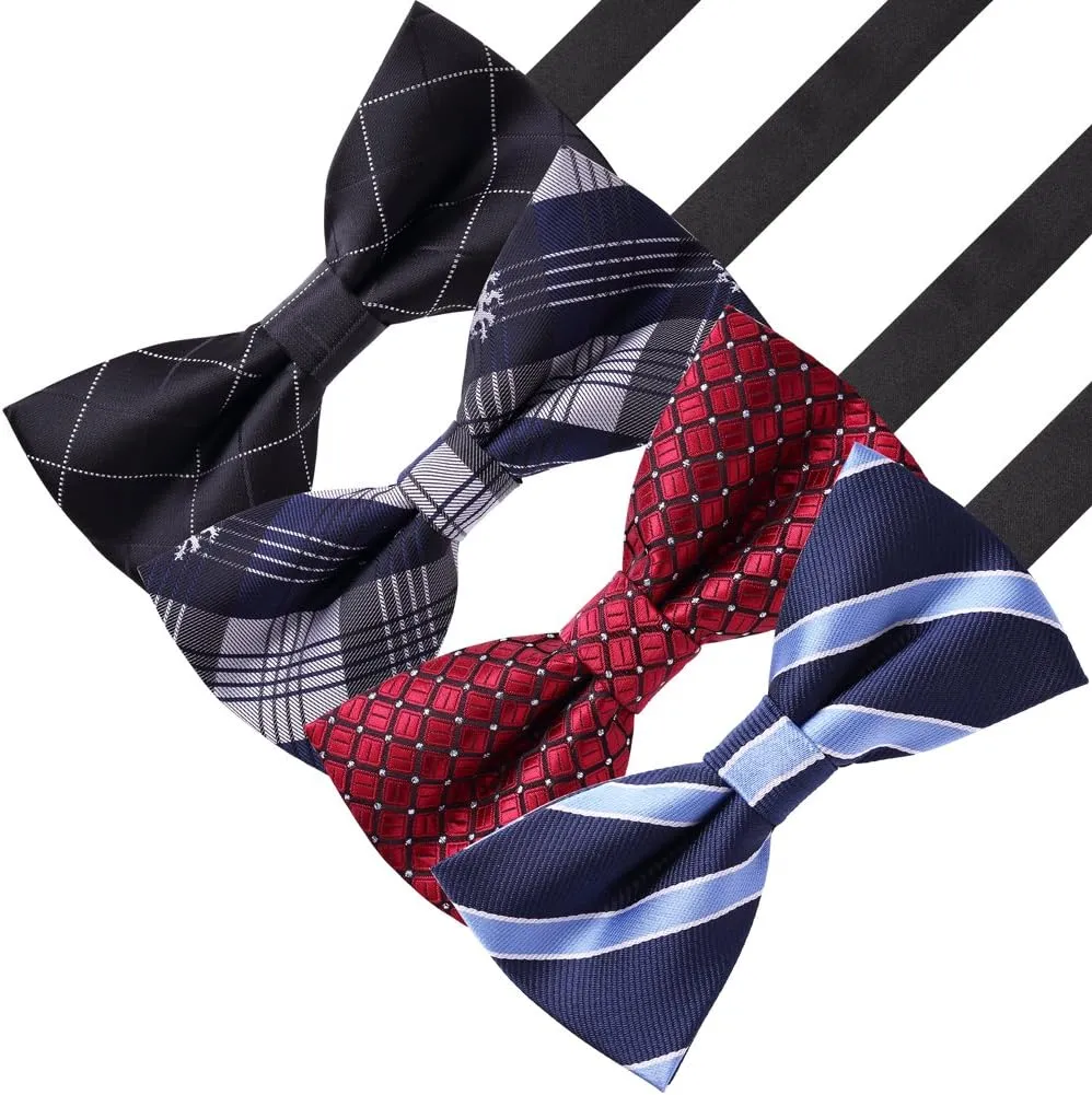 AUSKY 8 PACKS Elegant Adjustable Pre-tied Bow Ties for Men Boys (1&4&5&6&8 Pack for option)