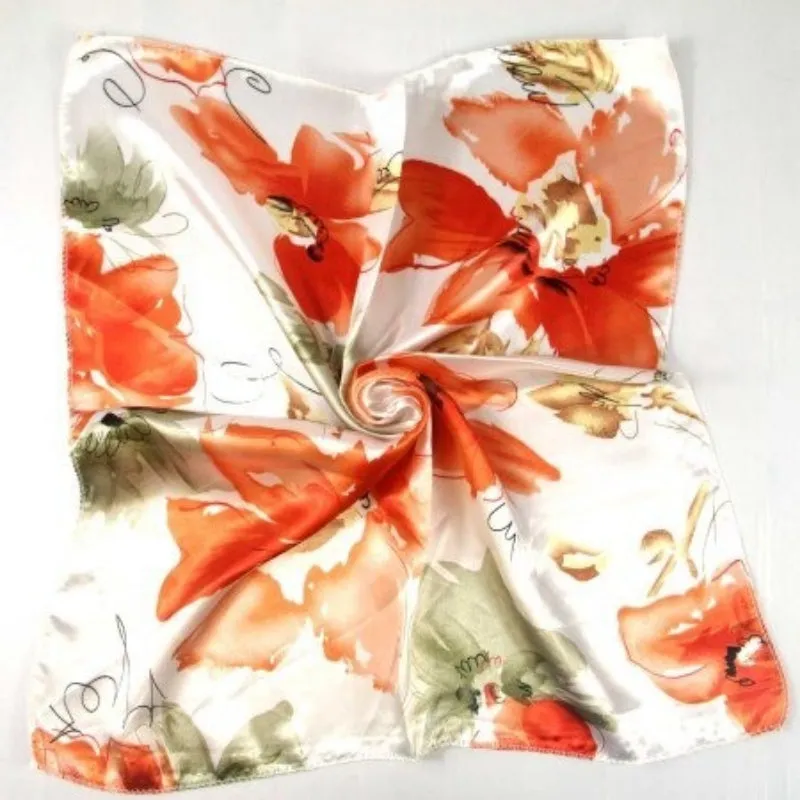 Beautiful Floral Print Square Neckerchief Wrap Shawl Scarves