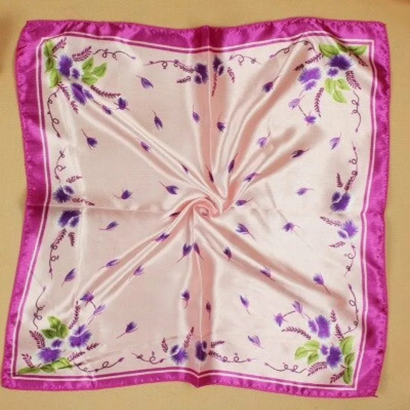 Beautiful Floral Print Square Neckerchief Wrap Shawl Scarves
