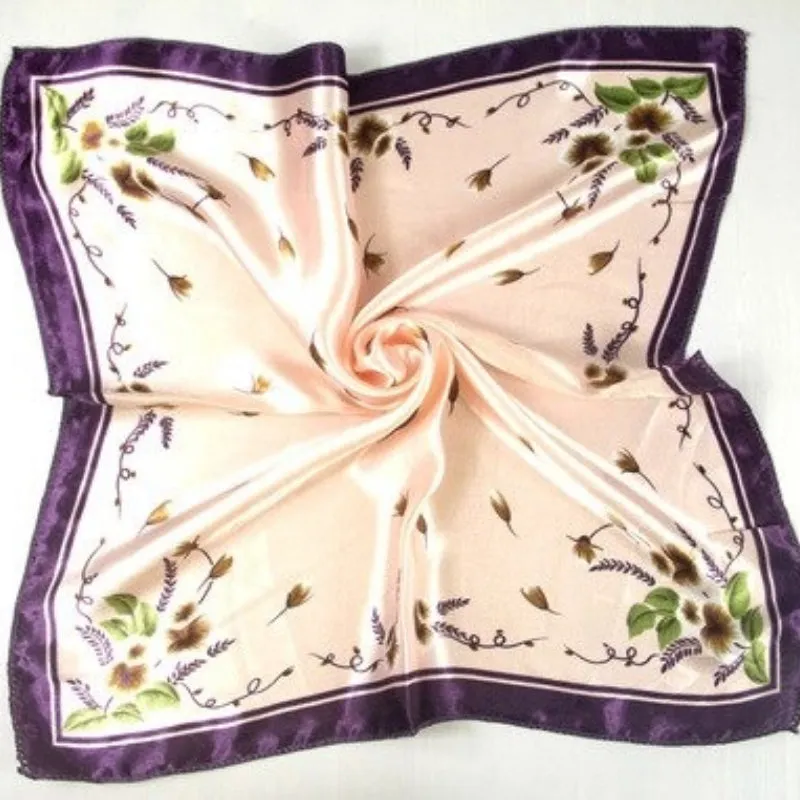 Beautiful Floral Print Square Neckerchief Wrap Shawl Scarves