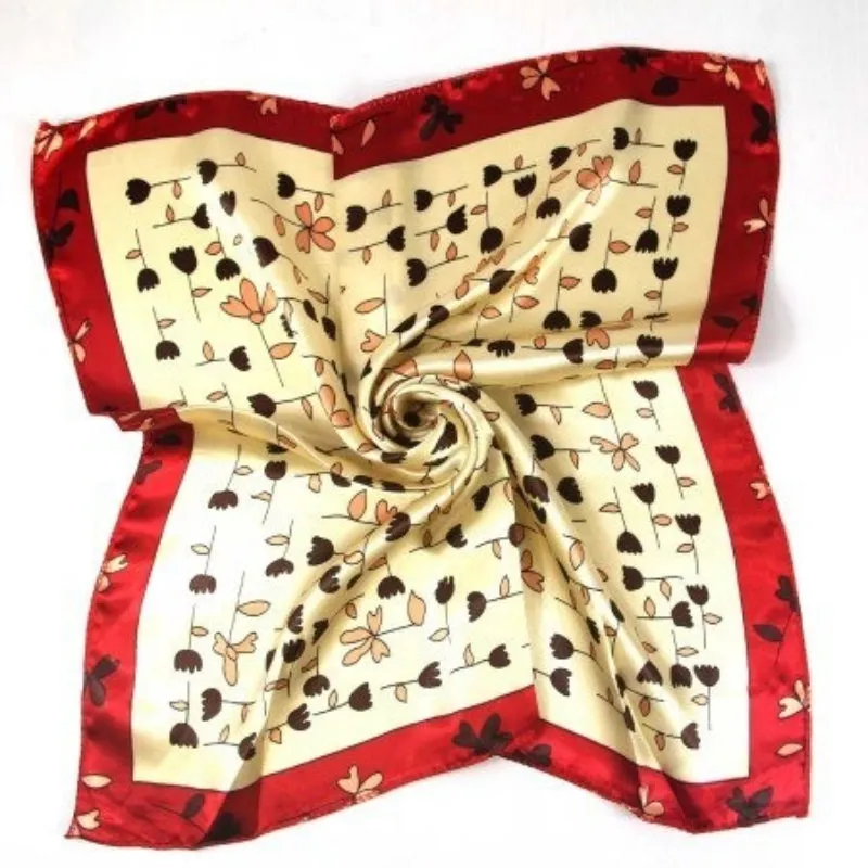 Beautiful Floral Print Square Neckerchief Wrap Shawl Scarves