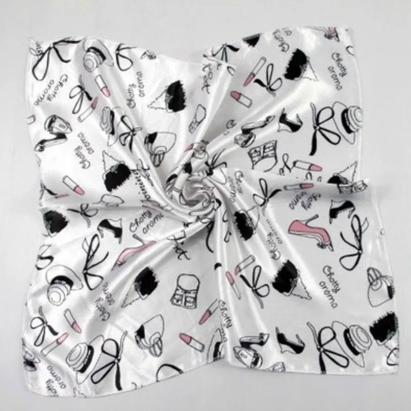Beautiful Floral Print Square Neckerchief Wrap Shawl Scarves