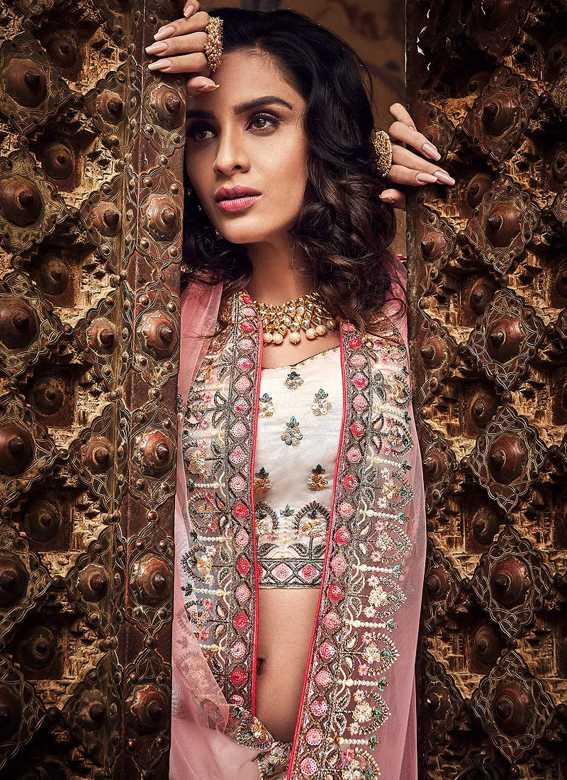 Beige And Pink Designers Wedding Lehenga Choli