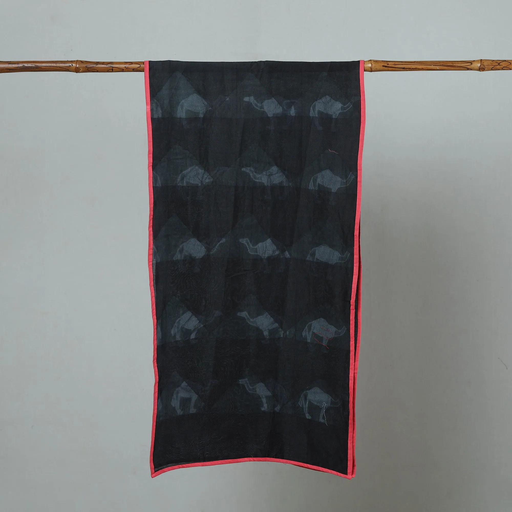 Black - Chanderi Silk Nui Shibori Tie & Dye Stole 03
