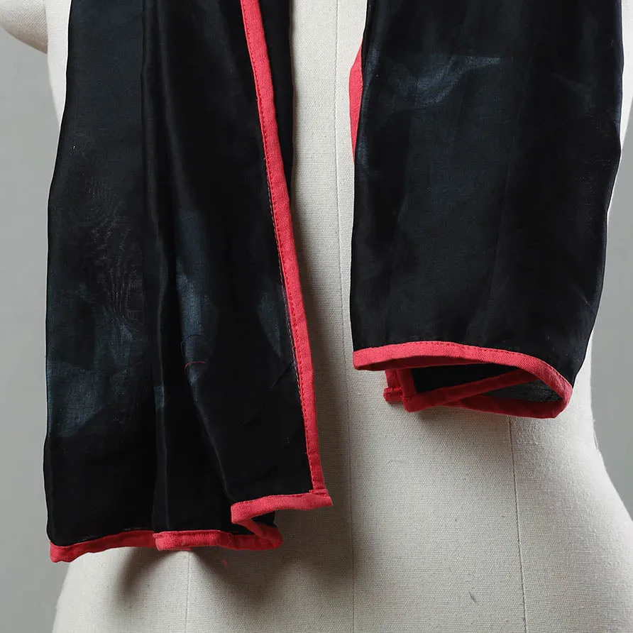 Black - Chanderi Silk Nui Shibori Tie & Dye Stole 03