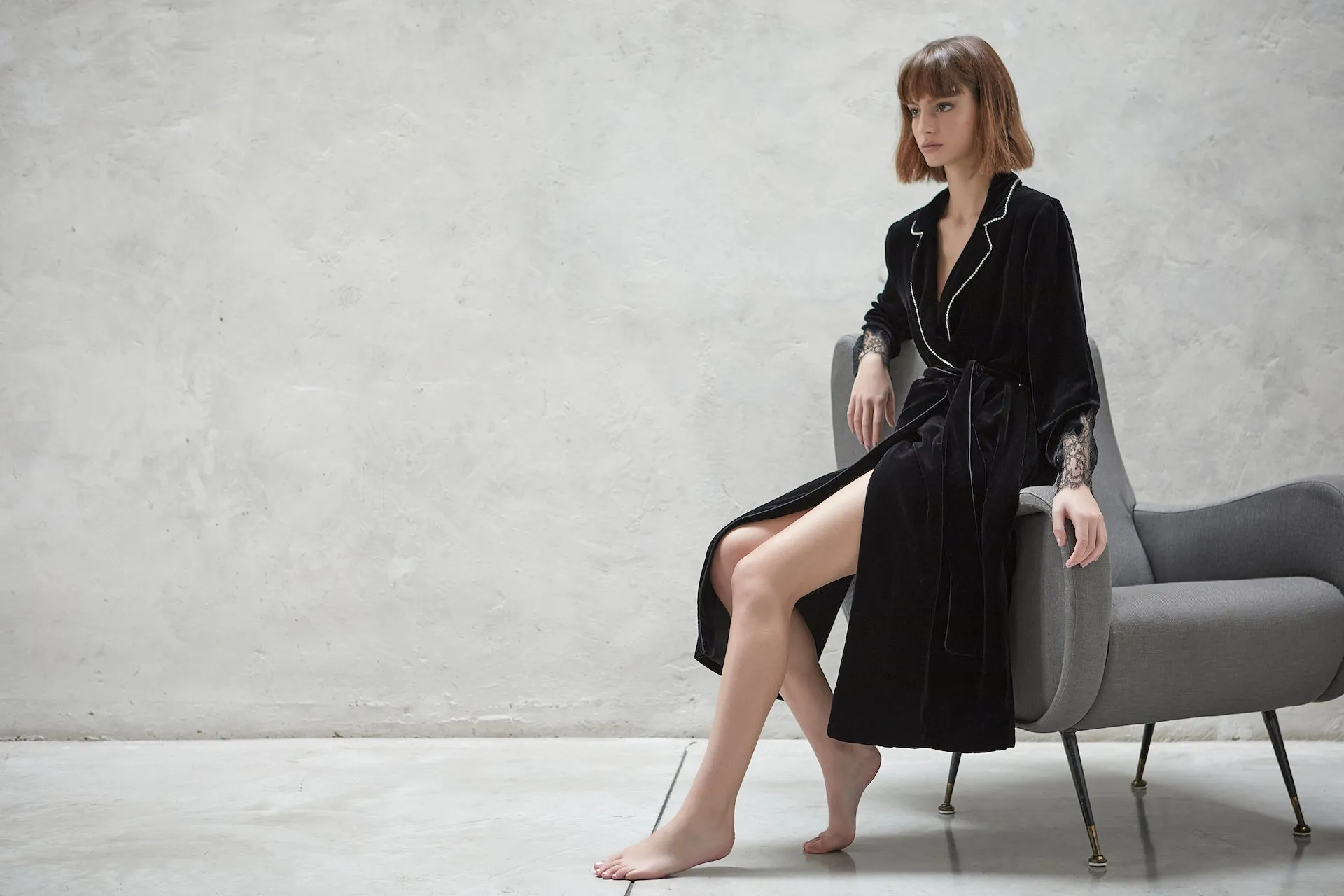 Black Velvet Lace Robe