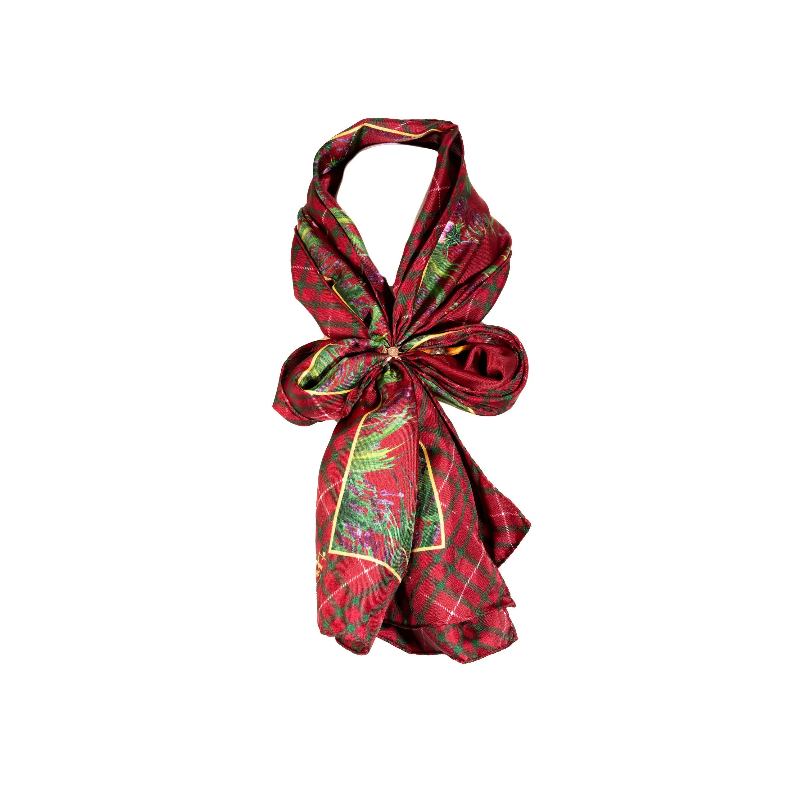 Caledonia Holly Berry Red Classic Pure Silk Scarf
