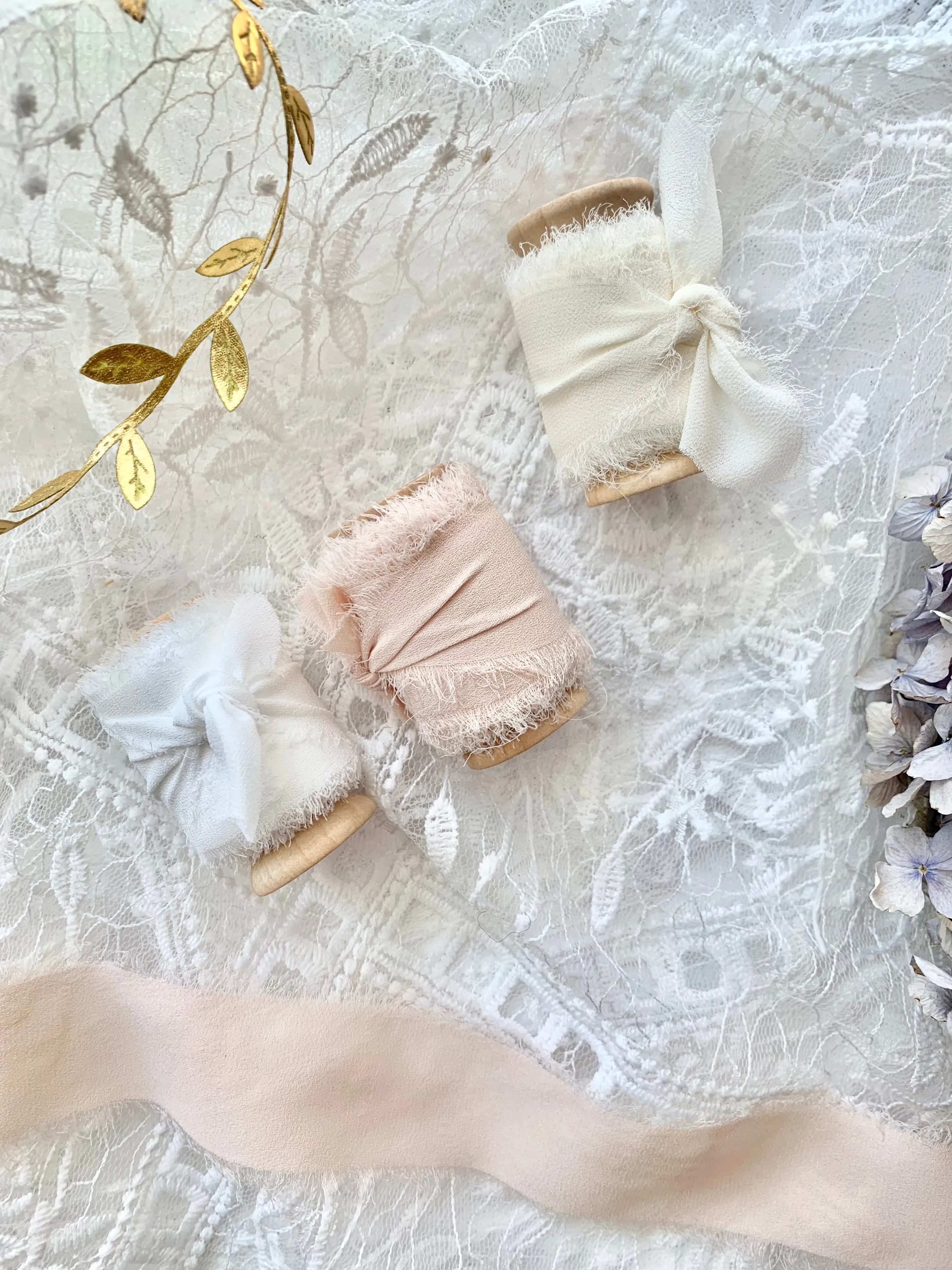 Chiffon Silk Ribbons | 3 Rolls with Wood Spool in Box | Journaling Accessories
