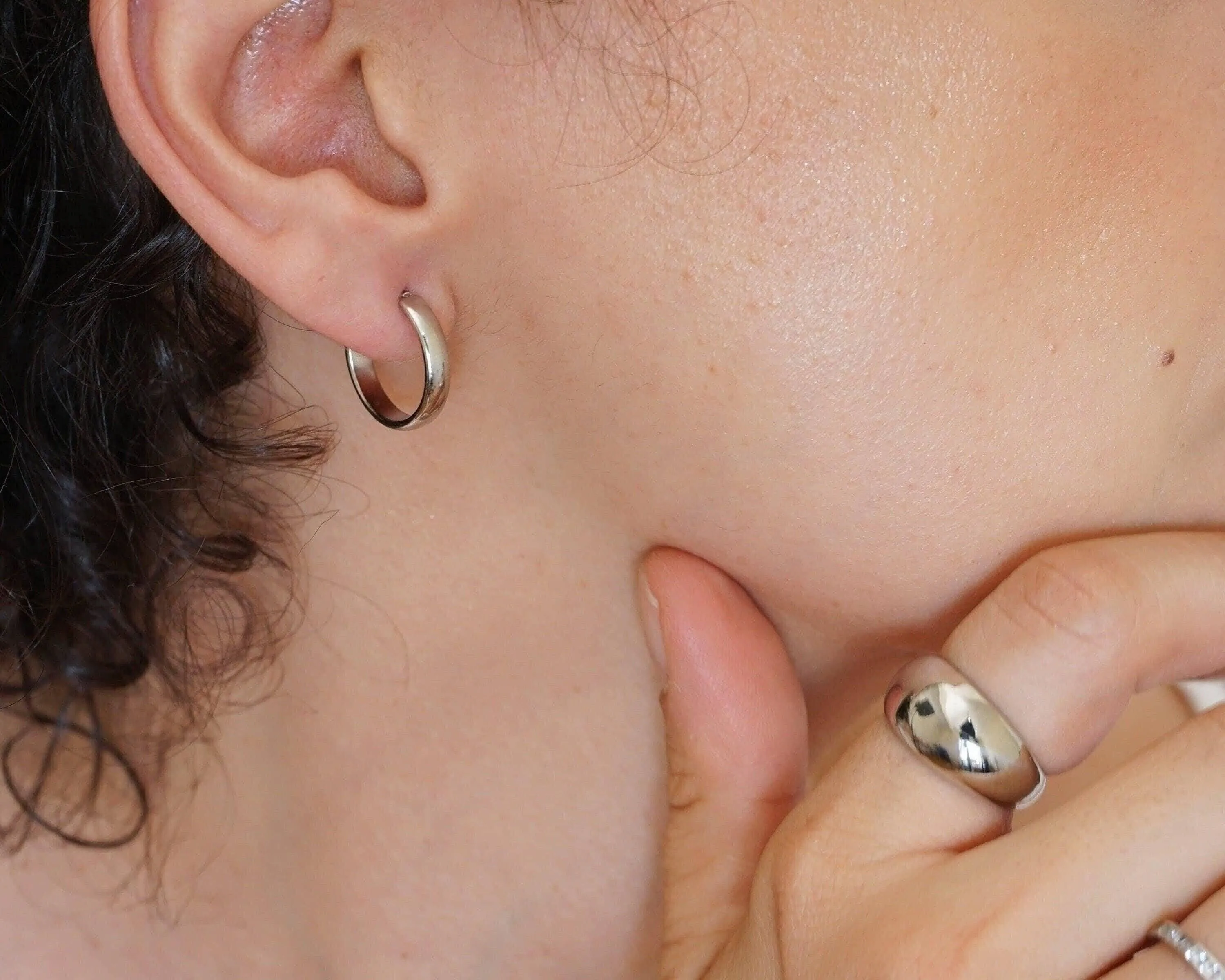 Classic Silver Medium Hoop Earrings