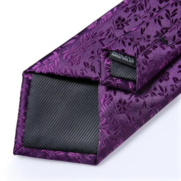 Classy Men Royal Purple Floral Silk Tie
