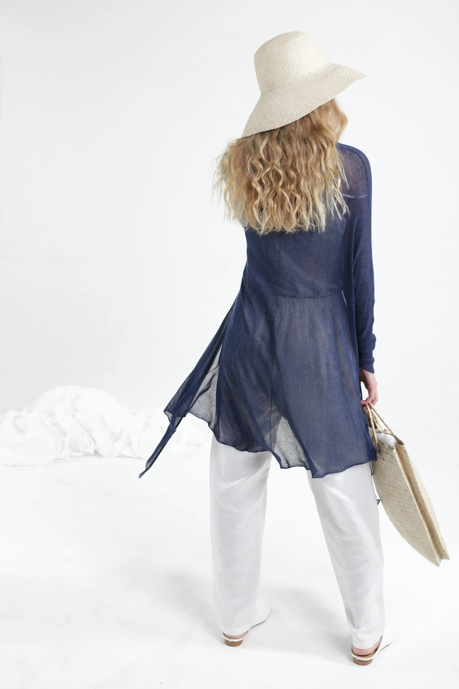 Deep Indigo Navy Blue Long Bamboo Cardigan