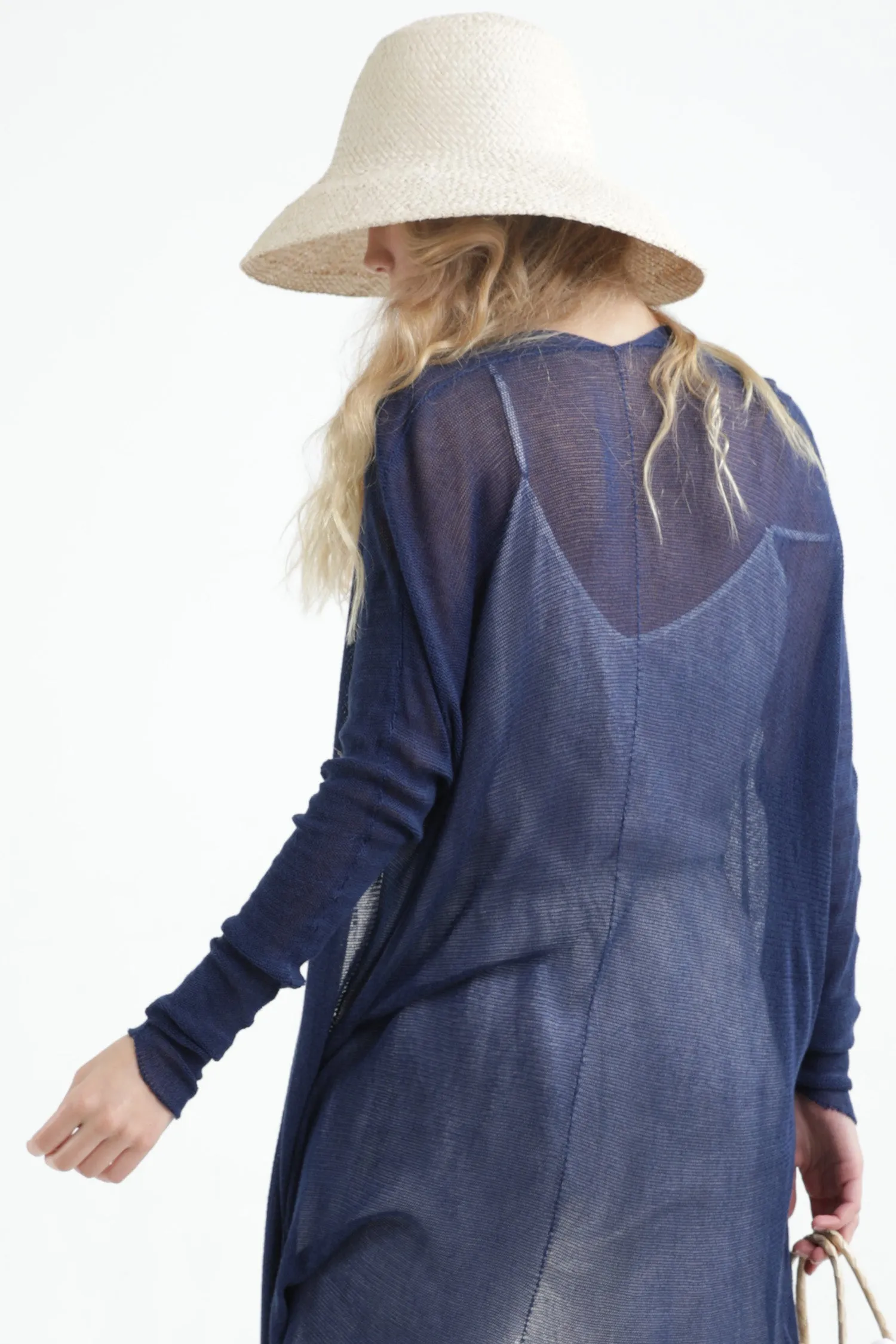 Deep Indigo Navy Blue Long Bamboo Cardigan