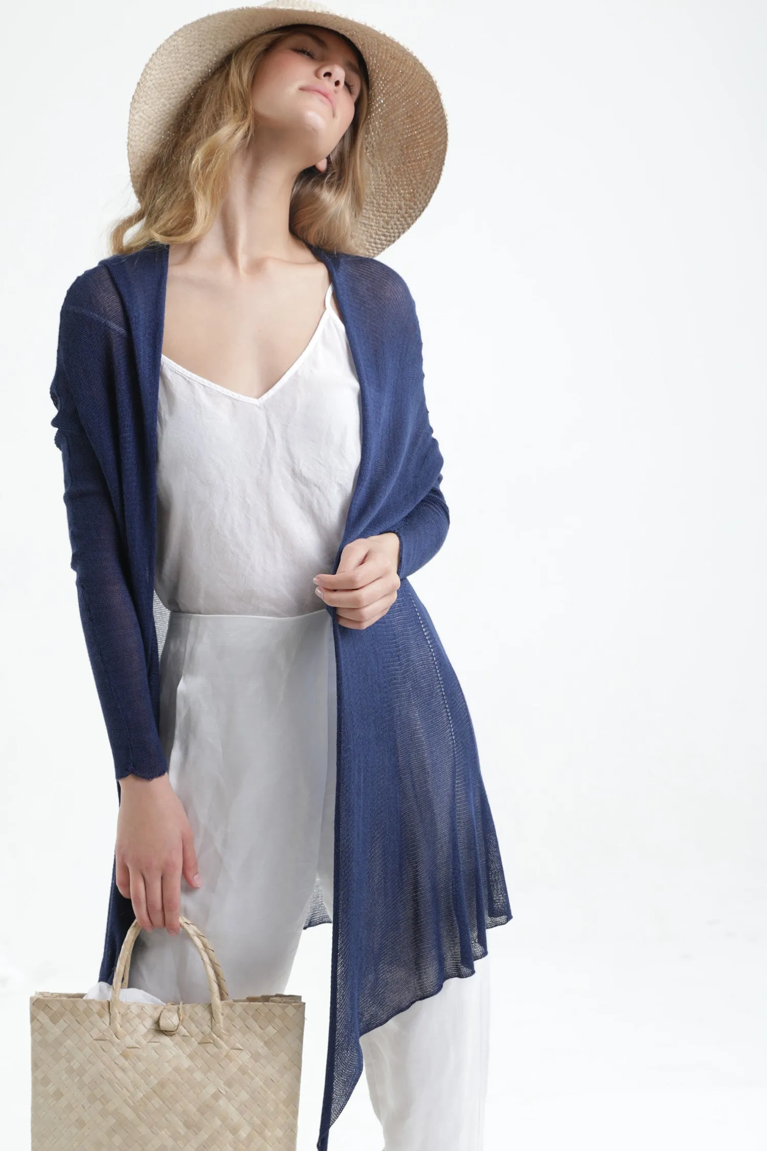 Deep Indigo Navy Blue Long Bamboo Cardigan