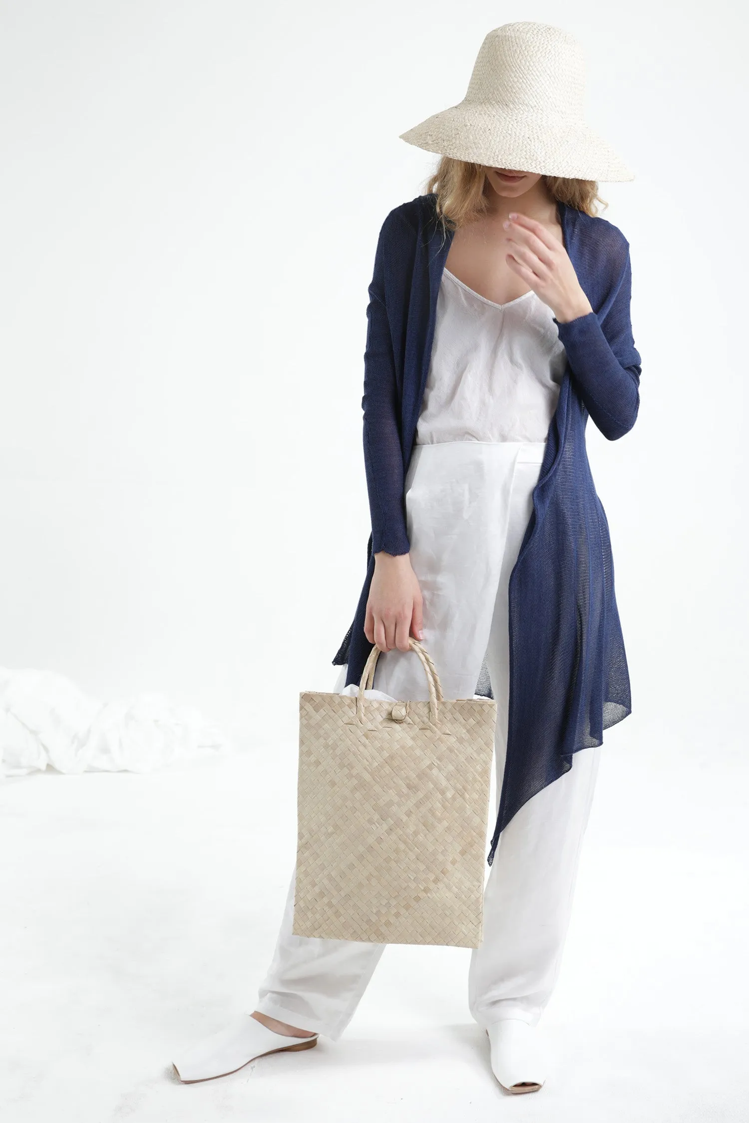 Deep Indigo Navy Blue Long Bamboo Cardigan