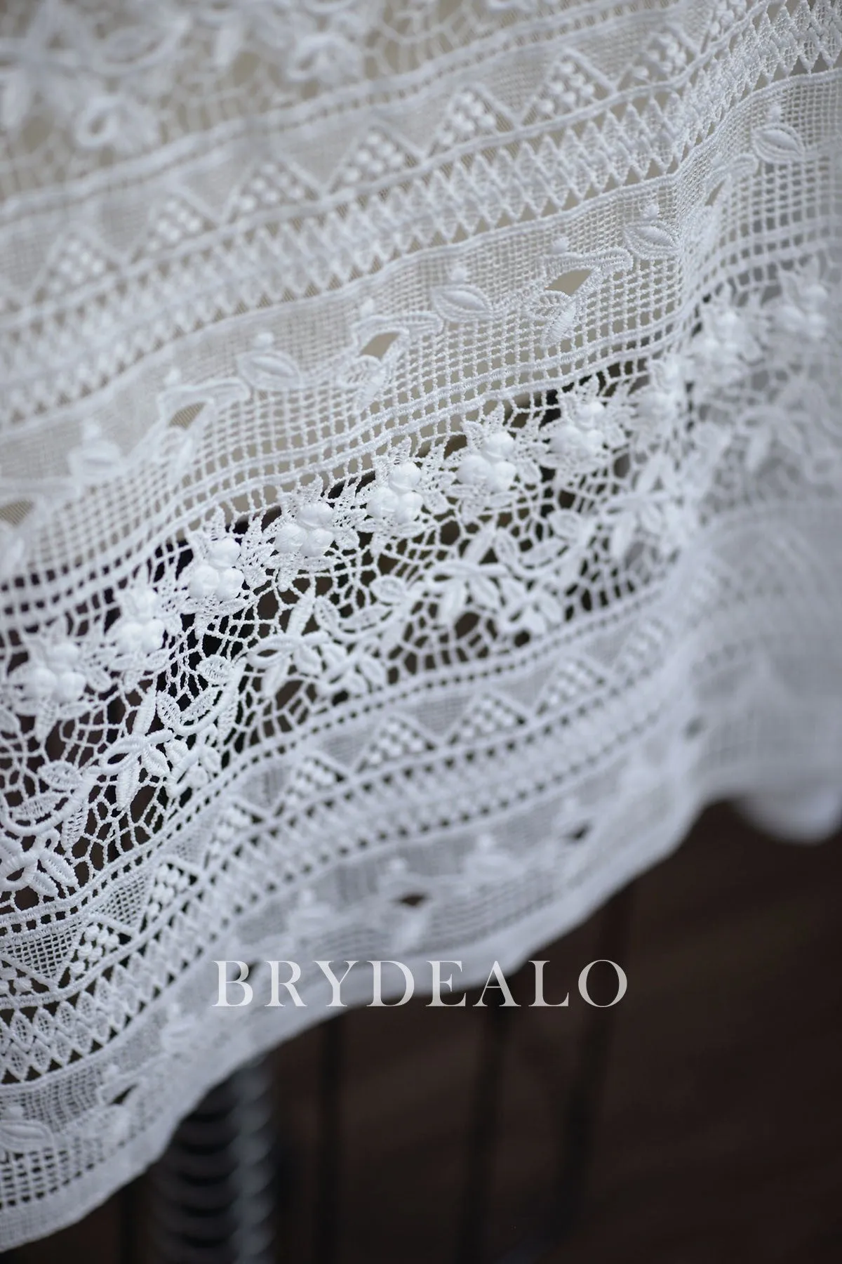 Delicate Patterned Bridal Crochet Lace Fabric