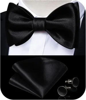 DiBanGu Bow Ties for Men Self Tie Bow Tie and Pocket Square Set Adjustable Solid Satin Formal Tuxedo Bow Tie Wedding