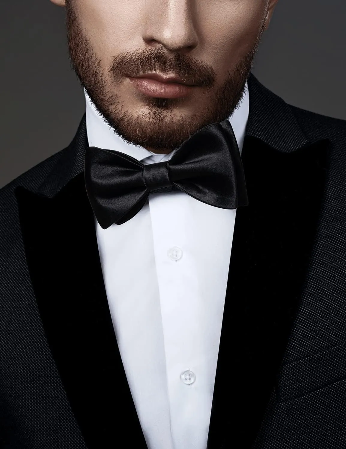 DiBanGu Bow Ties for Men Self Tie Bow Tie and Pocket Square Set Adjustable Solid Satin Formal Tuxedo Bow Tie Wedding
