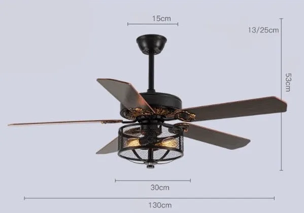 Emre - Wooden Blade Crystal Light Ceiling Fan