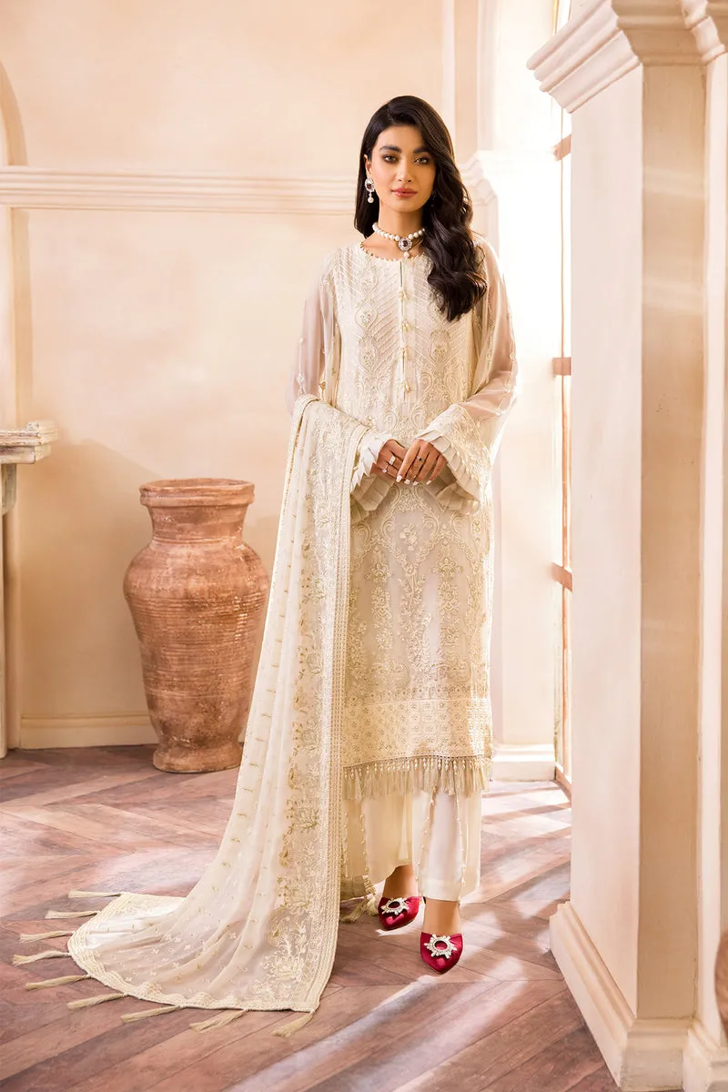 Farasha Unstitched 3 Piece  Chiffon Vol-01 Collection'2022-10-Crema